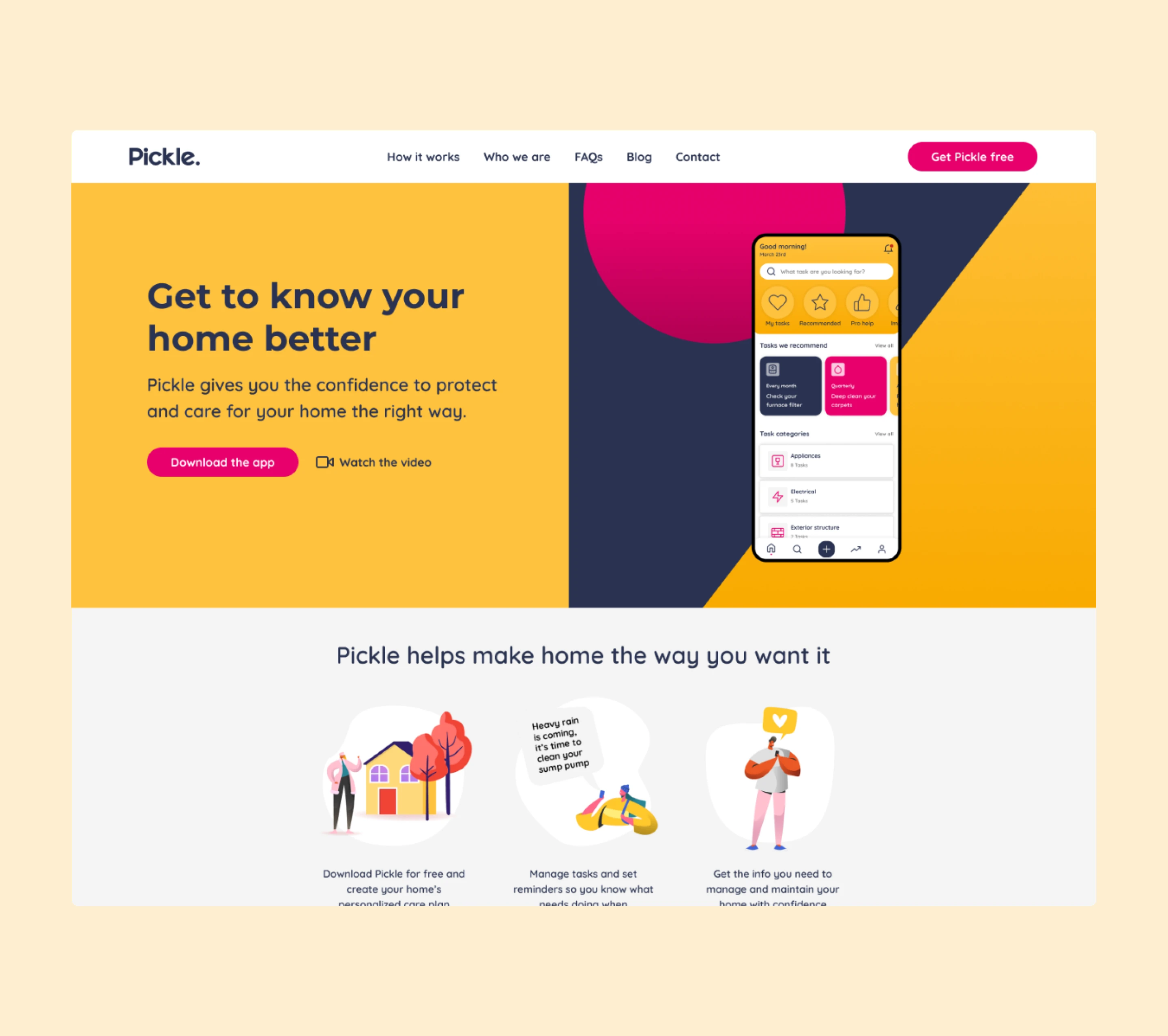 Pickle — landing page design and marketing site